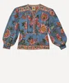 Farm Rio Women's Wonderful Bouquet Blue Longsleeve Top In Multi