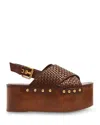Farm Rio Women's Woven Platform Sandals In Brown