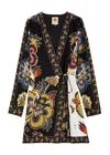 Farm Rio Black Maxi Floral Lenzing Ecovero Viscose Wrap Mini Dress In Multi