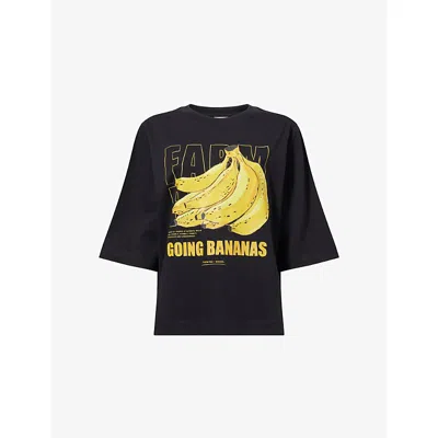 Farm Rio Womens  Tropical Bananas Relaxed-fit Cotton-jersey T-shirt