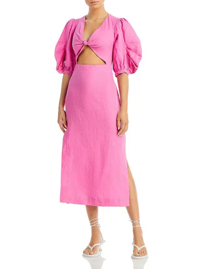 Farm Rio Womens Cut-out Linen Maxi Dress In Pink