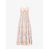 Farm Rio Womens Delicate Forest Pink Delicate Forest Shoulder-straps Cotton-blend Maxi Dress