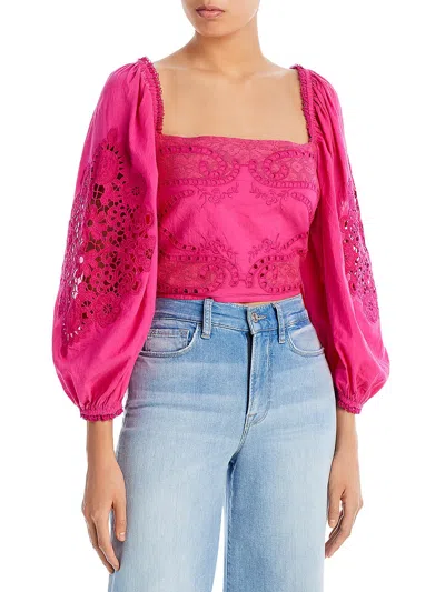 Farm Rio Womens Eyelet Lace Cropped In Pink