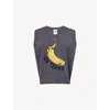 Farm Rio Womens  Banana Motif Wool-blend Knitted Vest In Gray