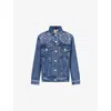 Farm Rio Denim Cornely Buttoned Embroidered Jacket In Blue