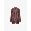 Farm Rio Snake Scarves Black Pleated Shirt Snake Scarves Black In Scarves Black