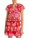 Farm Rio Womens Floral Print Cotton Blouse In Multi
