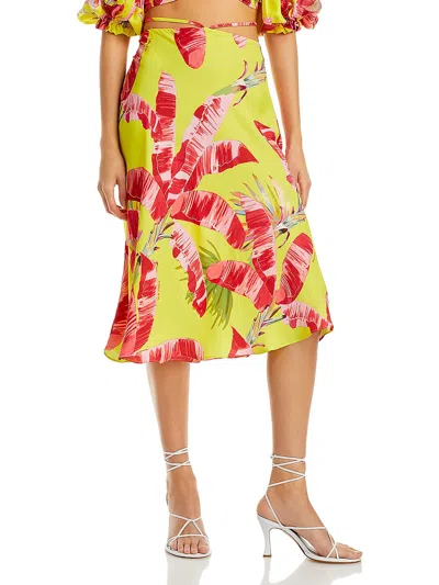 Farm Rio Womens Floral Print Front Tie Midi Skirt In Multi