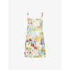 Farm Rio Womens Fresh Table Off-white Fresh Table Shoulder-straps Linen Mini Dress Xs In Multi
