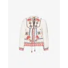 Farm Rio Womens Marys Tiles Embroidered Cotton-poplin Blouse Marys Tiles Off-white In Marys Tiles Off-white