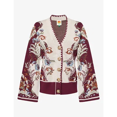 Farm Rio Womens Millena Wool-blend Cardigan Delhi Floral Mixed In Multi