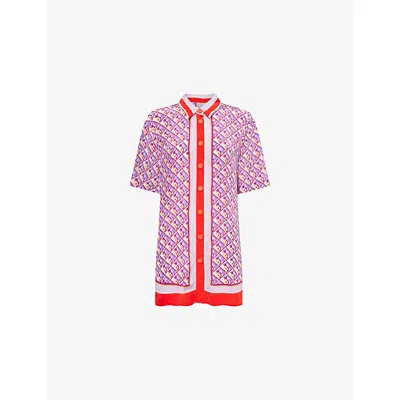 Farm Rio Womens Multicolour Graphic Pineapple Short-sleeves Woven Shirt