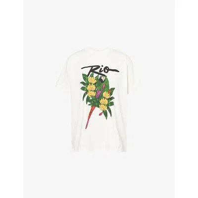 Farm Rio Womens Off-white Relaxed-fit Rio Macaw Cotton-jersey T-shirt