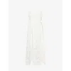 Farm Rio Womens Off-white Richelieu Embroidered Linen-blend Maxi Dress In White