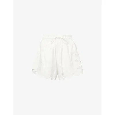 Farm Rio Womens Off-white Richelieu Embroidered Linen Shorts