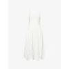 Farm Rio Womens Richilieu Embroidered Linen-blend Midi Dress Off-white Xs