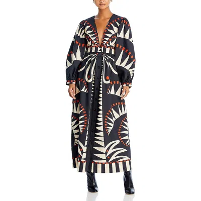 Farm Rio Womens Printed V Neck Maxi Dress In Multi