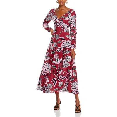 Farm Rio Womens Printed Viscose Maxi Dress In Red