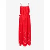 Farm Rio Womens Richelieu Embroidered Linen-blend Maxi Dress Xs