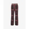 Farm Rio Womens Scarves Black Graphic-print Pleated Woven Trousers In Multi