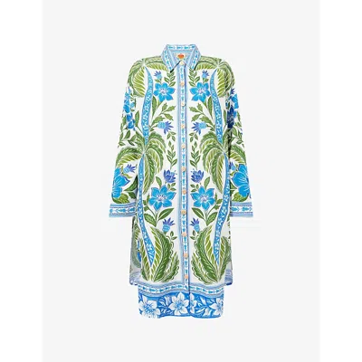 Farm Rio Womens  Tropicance Relaxed-fit Linen-blend Midi Dress