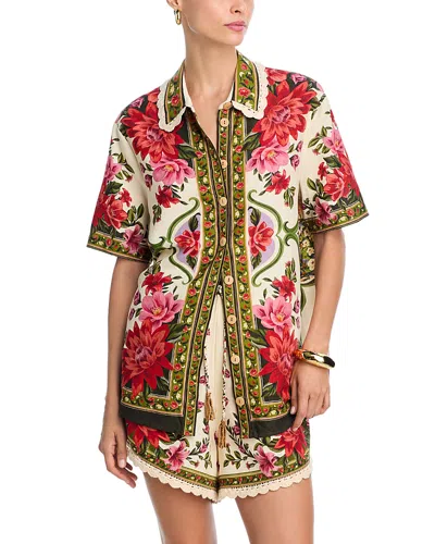 Farm Rio Wonder Rio Button Front Shirt In Multi