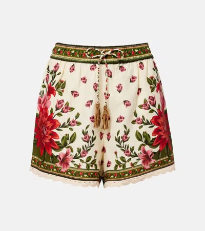 Farm Rio Wonder Rio Crochet-trimmed Linen-blend Shorts In Multi
