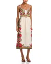 Farm Rio Wonder Rio Belted Embellished Printed Linen Jumpsuit In Multi