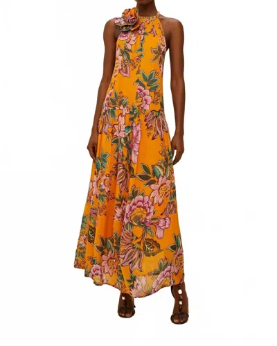 Farm Rio Wonderful Bouquet Orange Maxi Dress Wonderful Bouquet Orange In Multi
