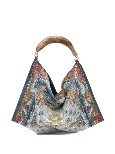 Farm Rio Wooden Handle Print Tote Bag In Multi