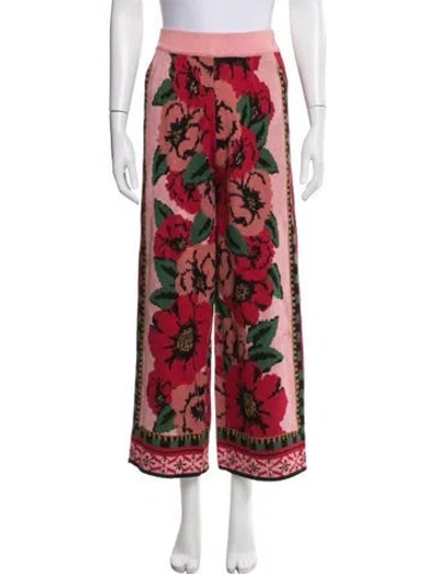 Pre-owned Farm Rio Wool Floral Print Pajamas In Red