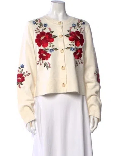 Pre-owned Farm Rio Wool Floral Print Sweater W/ Tags In Neutrals