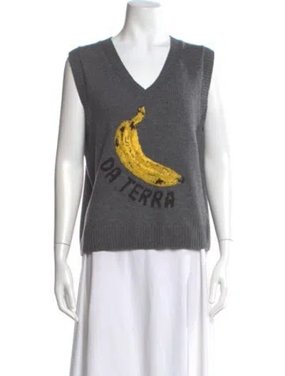 Pre-owned Farm Rio Wool Graphic Print Sweater W/ Tags In Grey