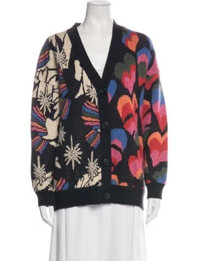 Pre-owned Farm Rio Wool Printed Sweater In Black