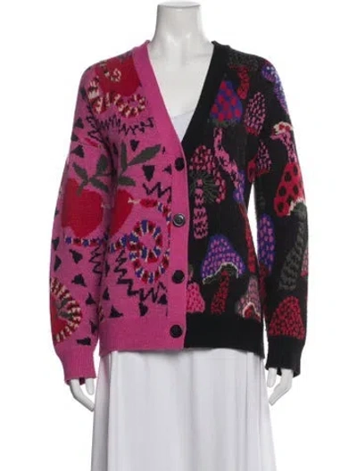 Pre-owned Farm Rio Wool Printed Sweater In Pink