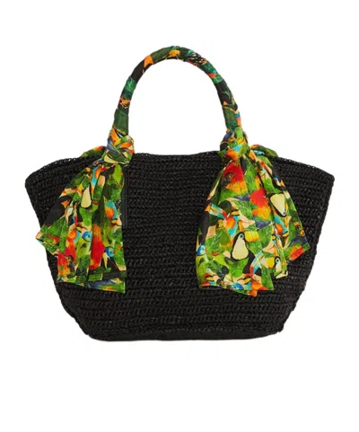 Farm Rio Woven Handbag In Black | ModeSens