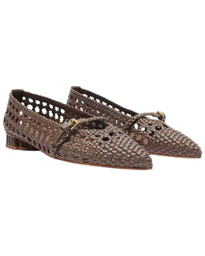 Farm Rio Woven Leather Ballerina Flat In Brown