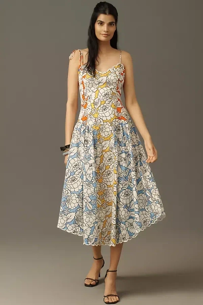 Farm Rio X Anthropologie Basque-waist Midi Dress In Multi