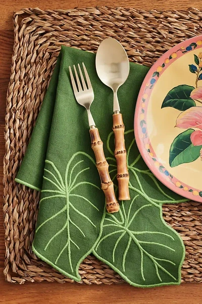 Farm Rio X Anthropologie Embroidered Napkin, Set Of 2 In Green