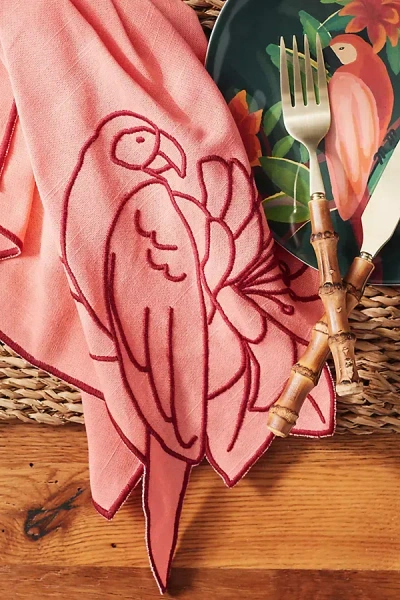 Farm Rio X Anthropologie Embroidered Napkin, Set Of 2 In Pink