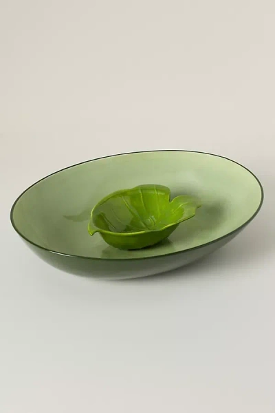 Farm Rio X Anthropologie Figural Chip And Dip Serving Bowl In Green