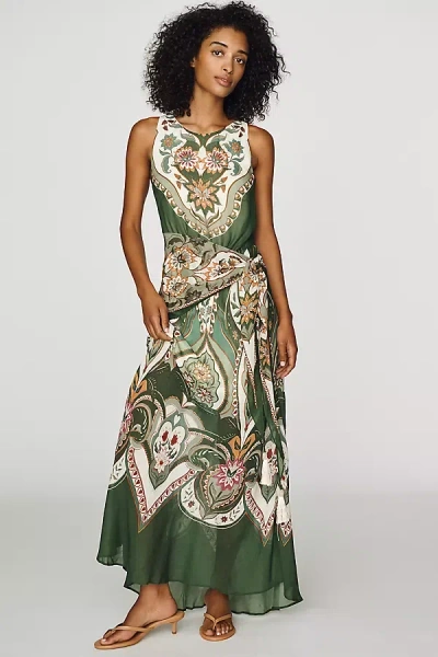 Farm Rio X Anthropologie Fit-and-flare Maxi Dress In Green