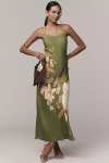 Farm Rio X Anthropologie Floral Maxi Slip Dress In Green