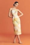 Farm Rio X Anthropologie Floral Printed Linen Blend Halter Midi Dress In Brown