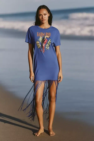 Farm Rio X Anthropologie Fringe T-shirt Maxi Dress In Blue