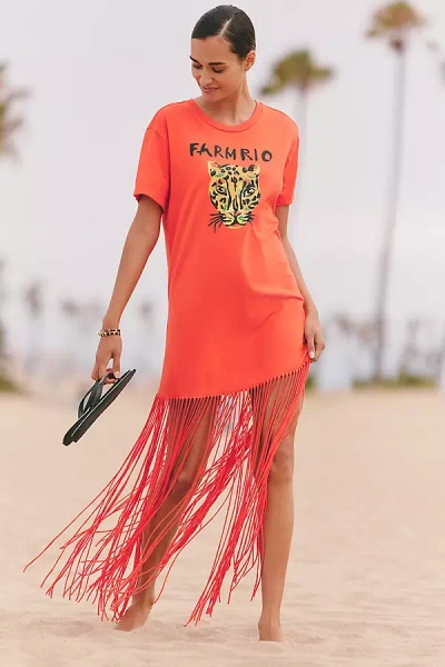 Farm Rio X Anthropologie Fringe T-shirt Maxi Dress In Red