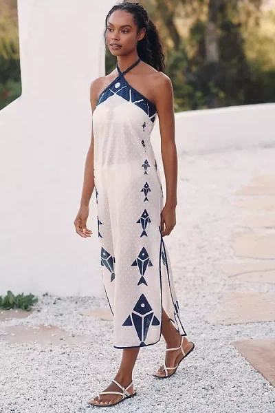 Farm Rio X Anthropologie Graphic Halter Dress In Multicolor