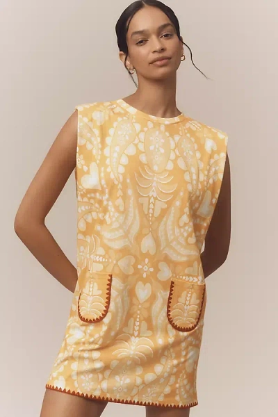 Farm Rio X Anthropologie Knit Mini Dress In Yellow