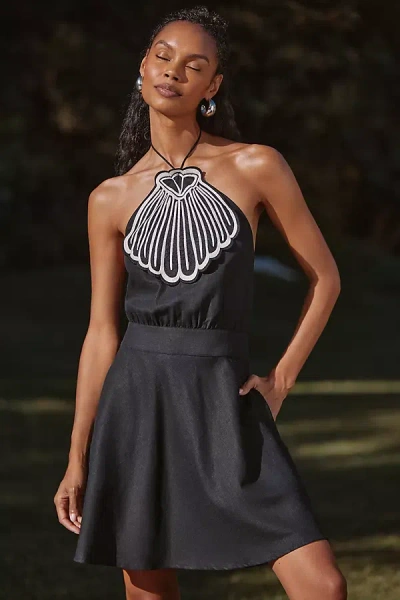 Farm Rio X Anthropologie Linen Blend Cover-up Dress In Black