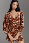 Farm Rio X Anthropologie Long-sleeve Printed Romper In Multi